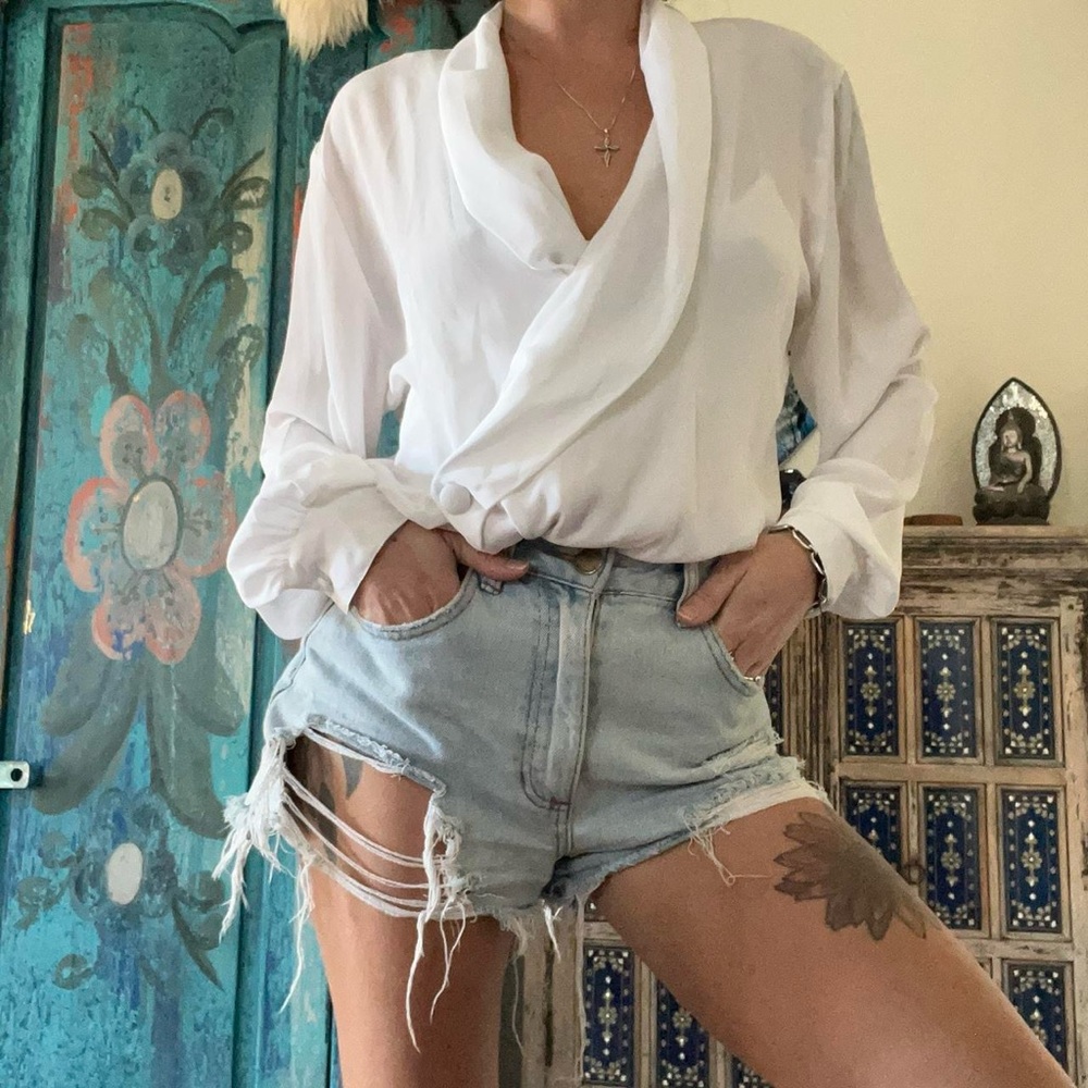 Vintage Marlis Elegant White Women's Top